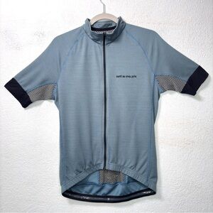 Cafe du Cycliste Marguerite Jersey L Blue Wool Blend Trois Cols Gravel Bike
